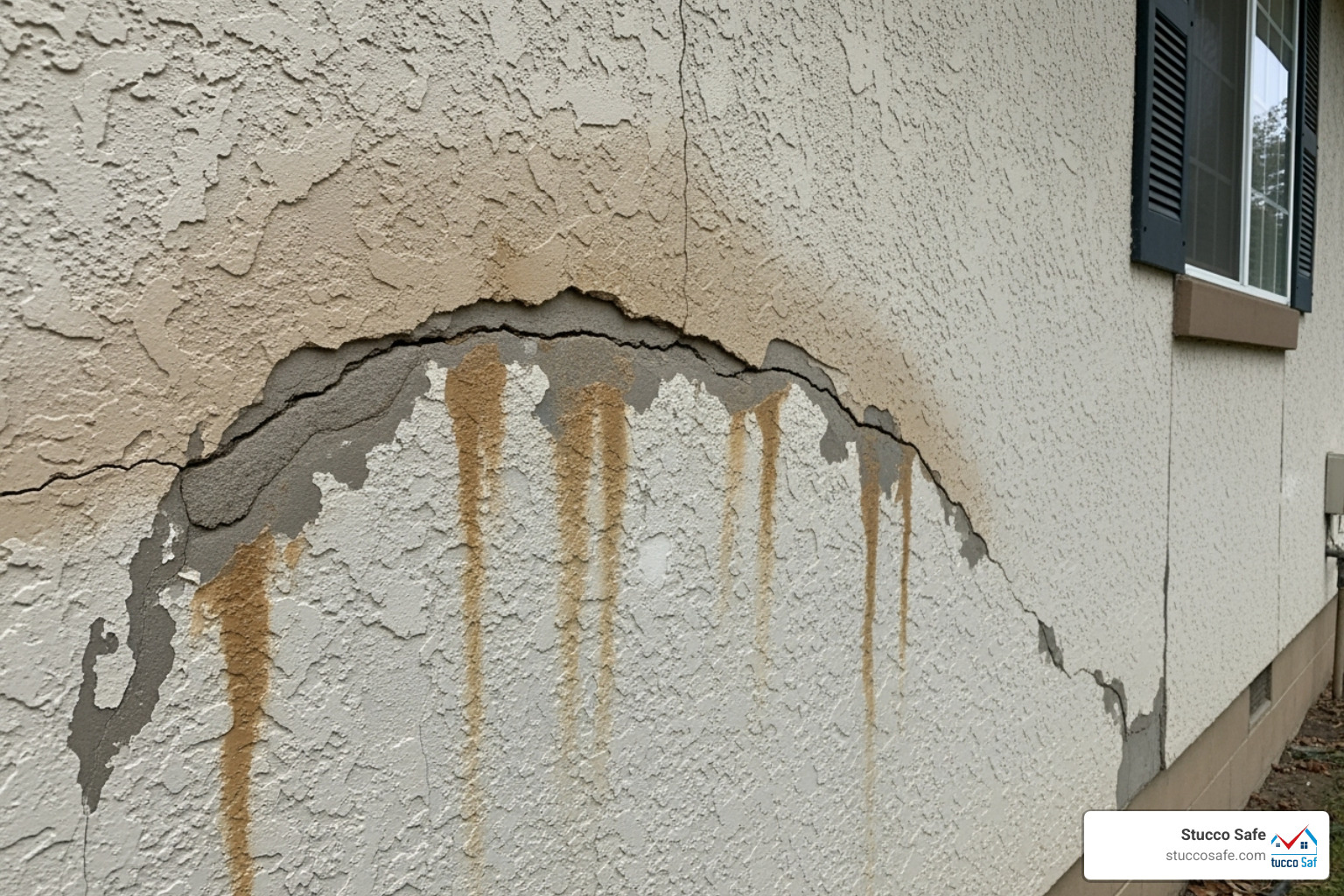 storm damaged stucco wall - homeowners insurance stucco