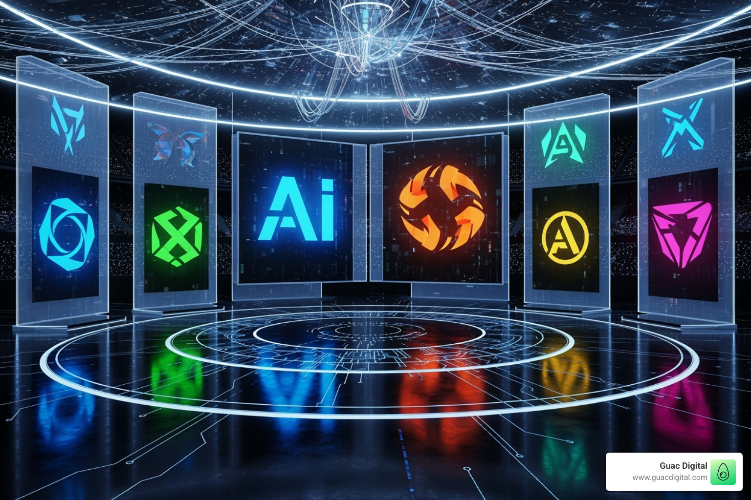 Digital arena with AI logos facing off - ChatGPT Ranking