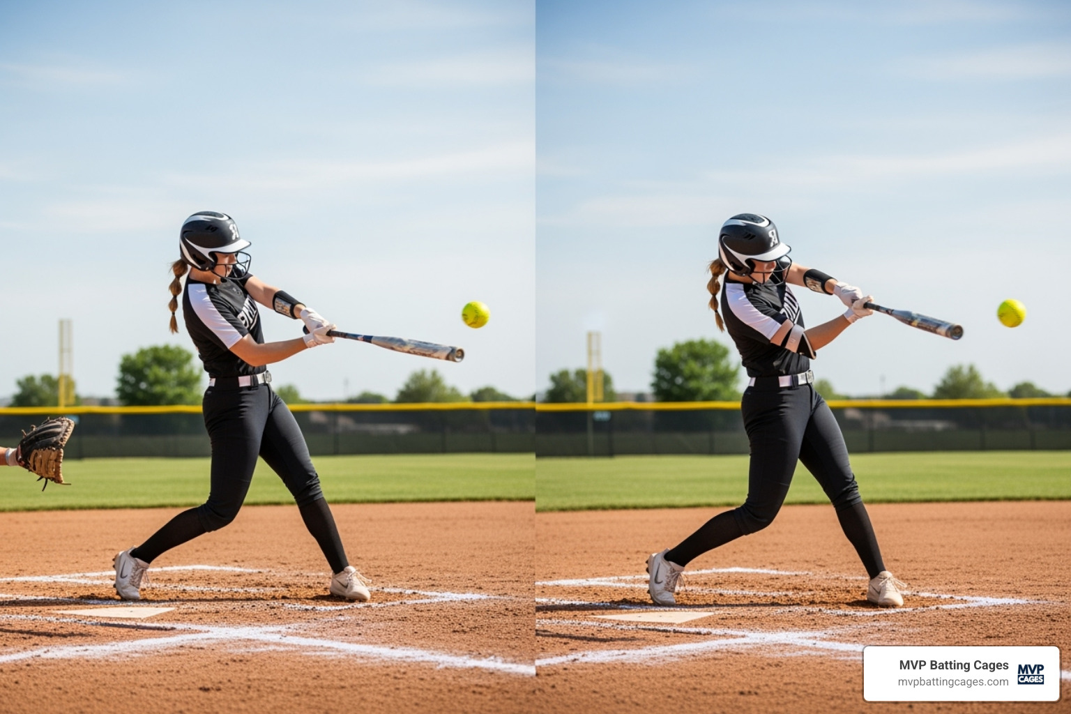 Side-by-side comparison of a common flaw (e.g., casting the bat) versus the correct form - softball swing analysis