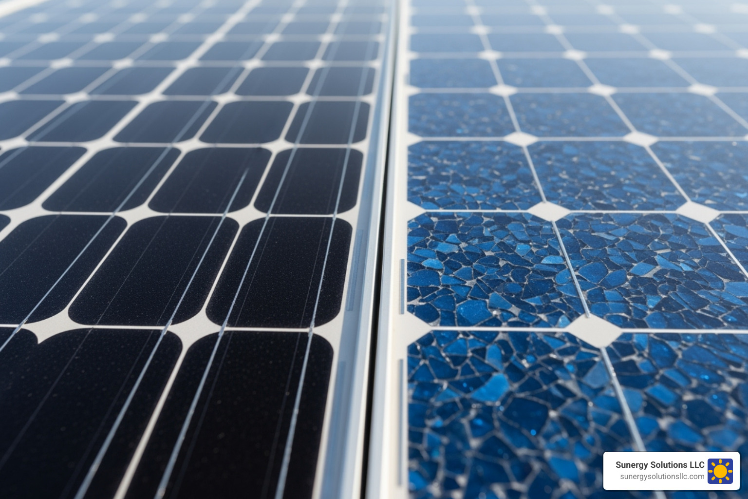 close-up shot of different types of solar panels (monocrystalline, polycrystalline) - solar energy options for homes