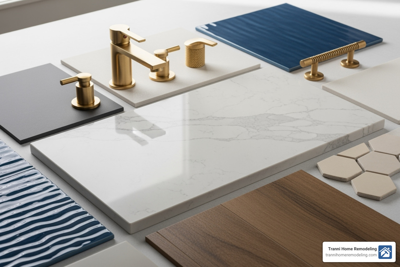various bathroom material samples like quartz countertops, porcelain tiles, and brass fixtures - bathroom remodeling services near me various bathroom material samples like quartz countertops, porcelain tiles, and brass fixtures - bathroom remodeling services near me