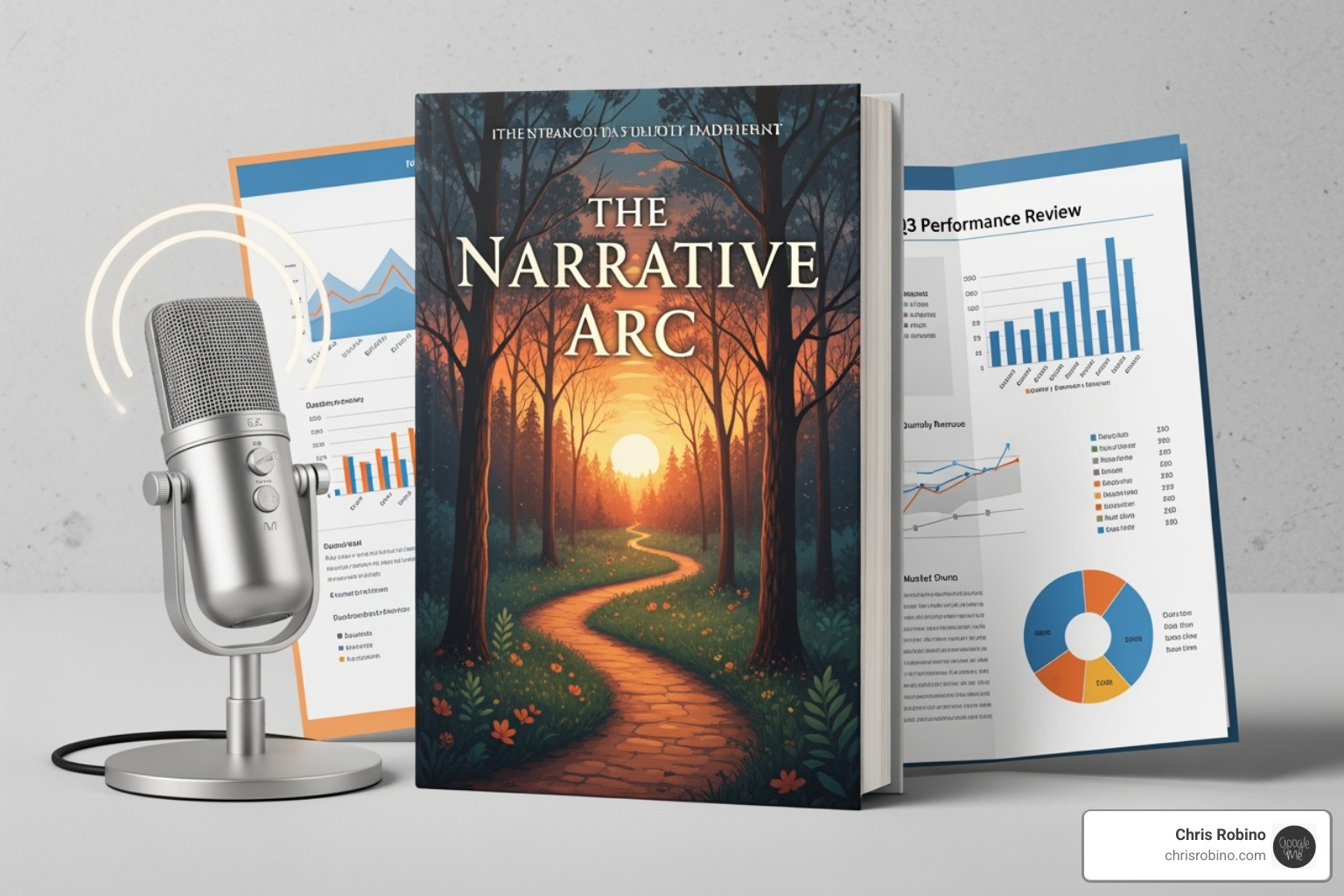 collage of different content formats like a book cover, podcast microphone, and report chart - examples of thought leadership content collage of different content formats like a book cover, podcast microphone, and report chart - examples of thought leadership content