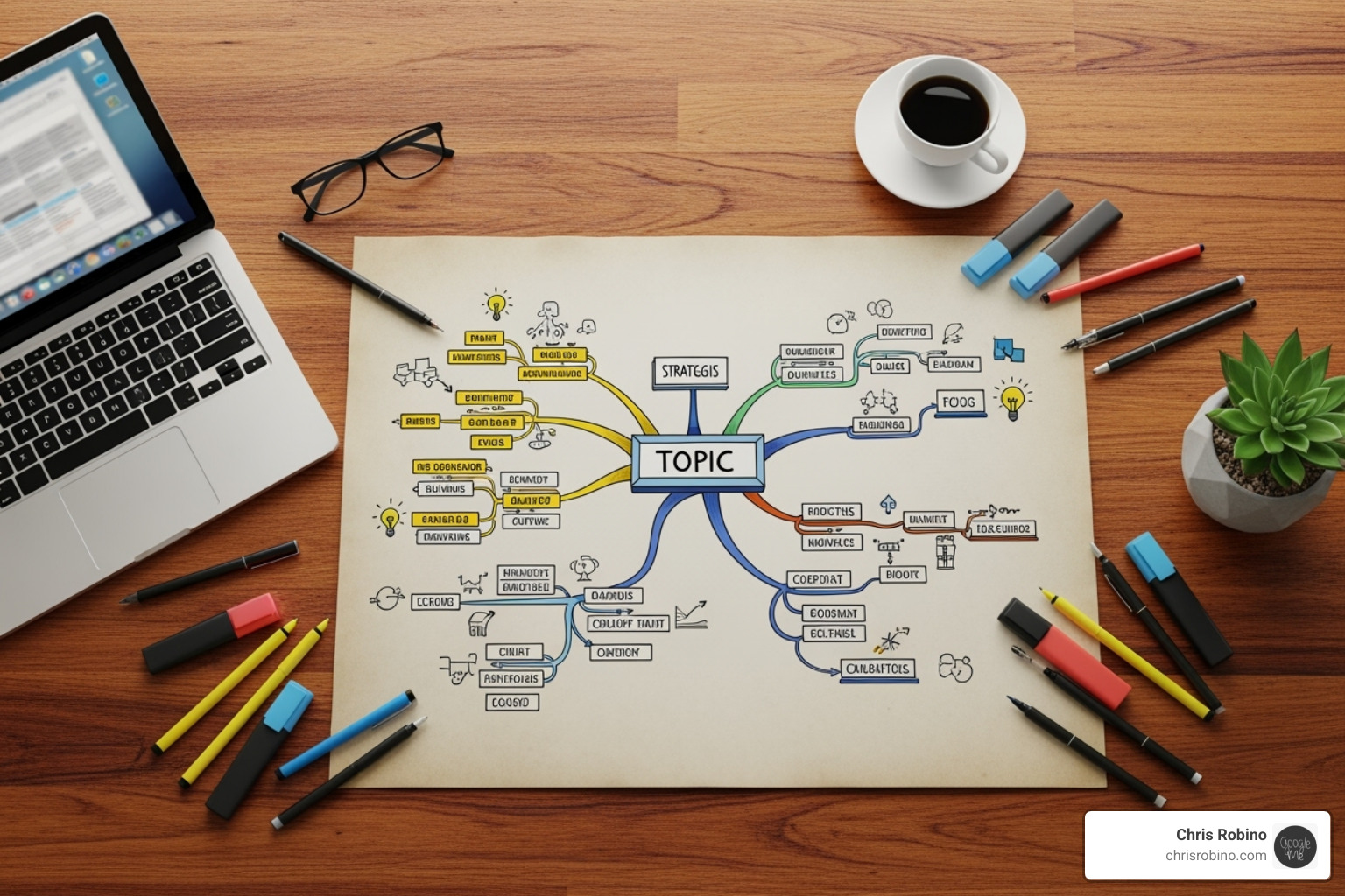 strategic mind map on a desk - examples of thought leadership content strategic mind map on a desk - examples of thought leadership content
