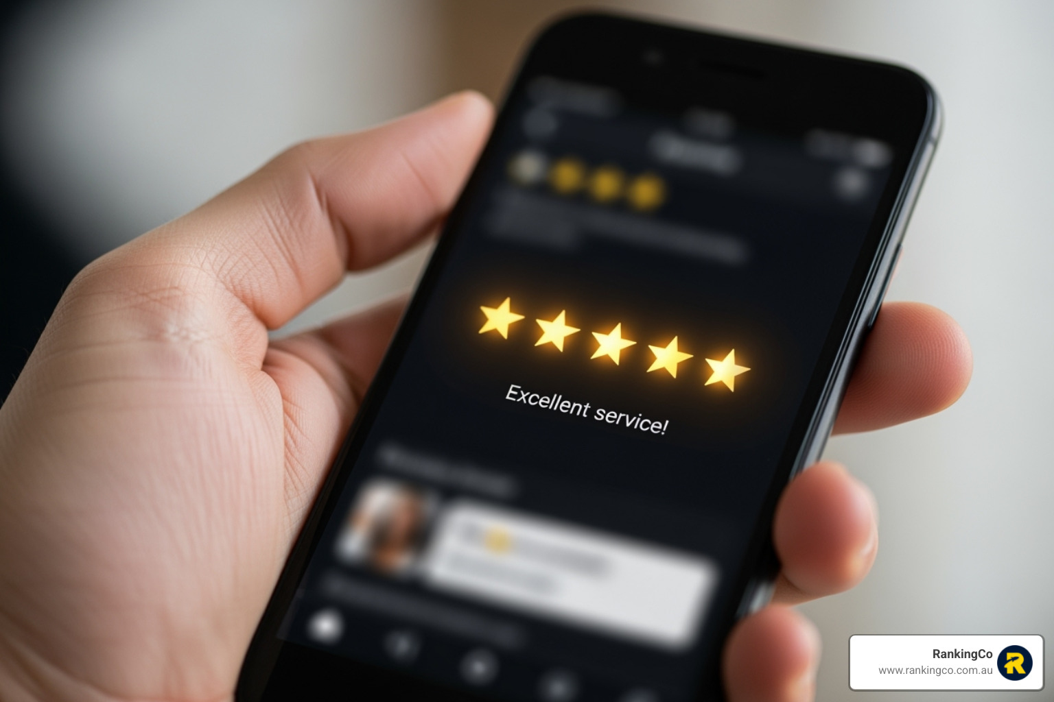 5-star review on smartphone - Why Small Businesses Choose RankingCo for Local SEO Success