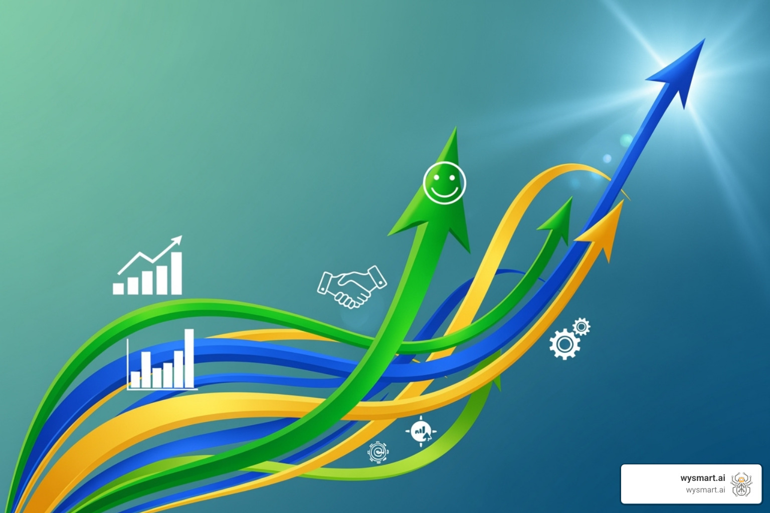 Graph showing upward trends in productivity, cost savings, and customer satisfaction - enterprise intelligence automation Graph showing upward trends in productivity, cost savings, and customer satisfaction - enterprise intelligence automation