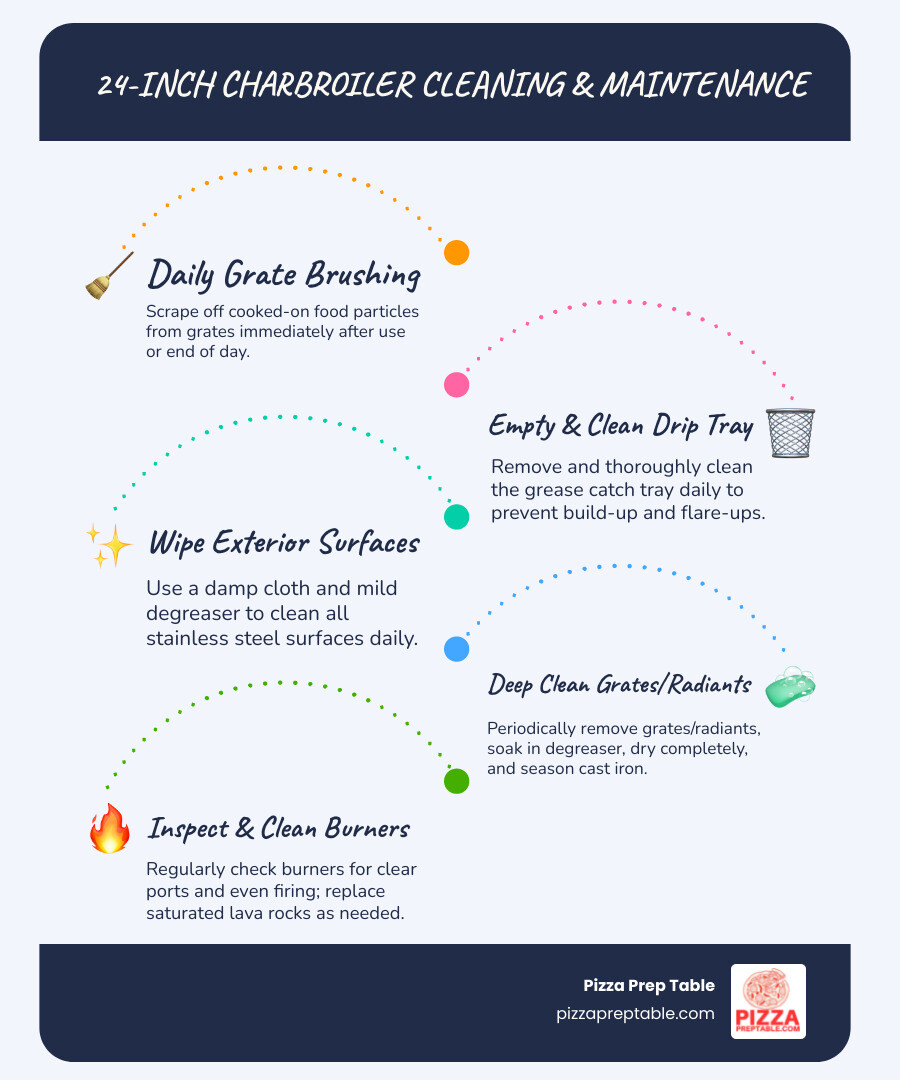 infographic on charbroiler maintenance tips - 24 inch charbroiler infographic infographic-line-5-steps-blues-accent_colors