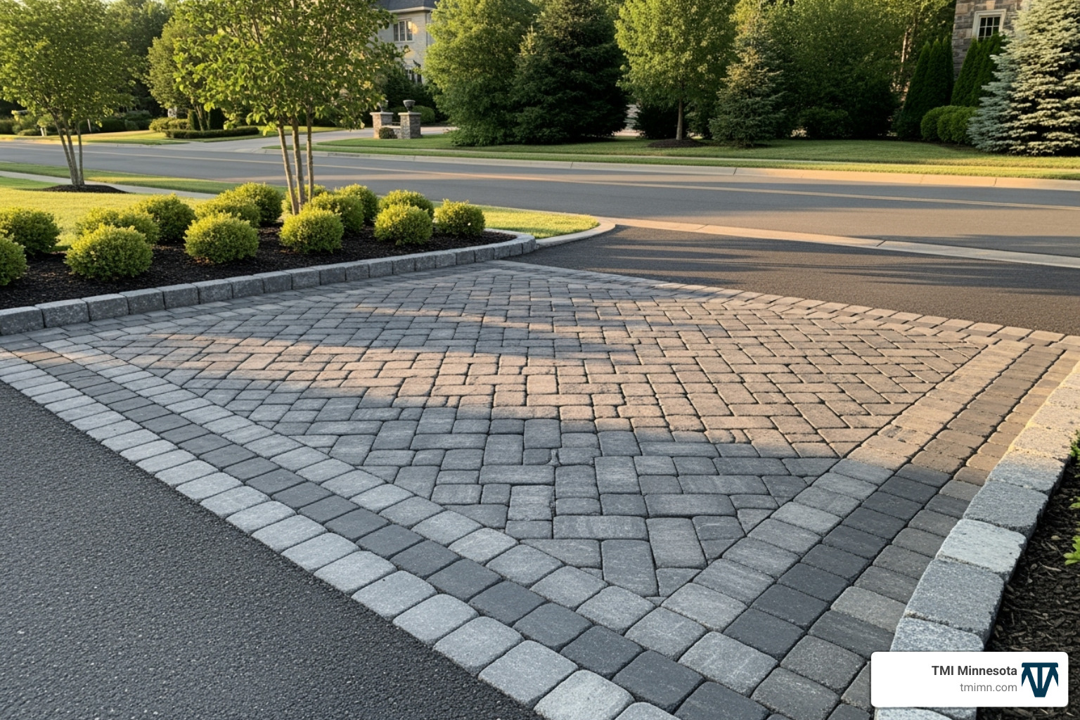 grand Belgium block apron at the entrance of a driveway - belgium block driveway designs grand Belgium block apron at the entrance of a driveway - belgium block driveway designs