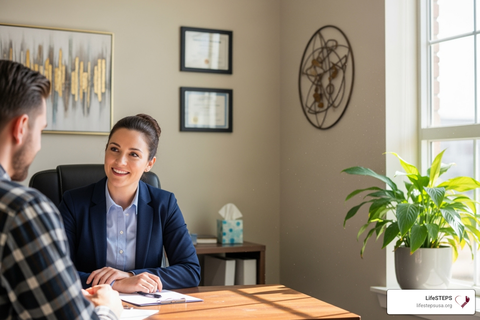 Social worker meeting with a client in a professional setting - social work programs in california