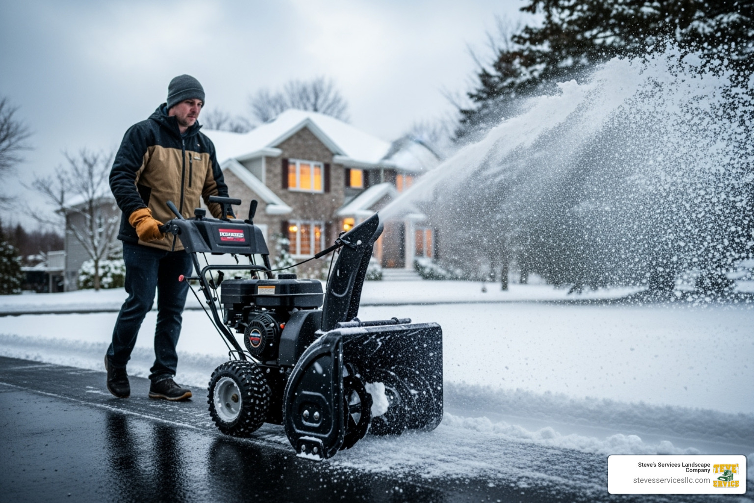 single-stage snow blower on a paved driveway - snow removal blower single-stage snow blower on a paved driveway - snow removal blower