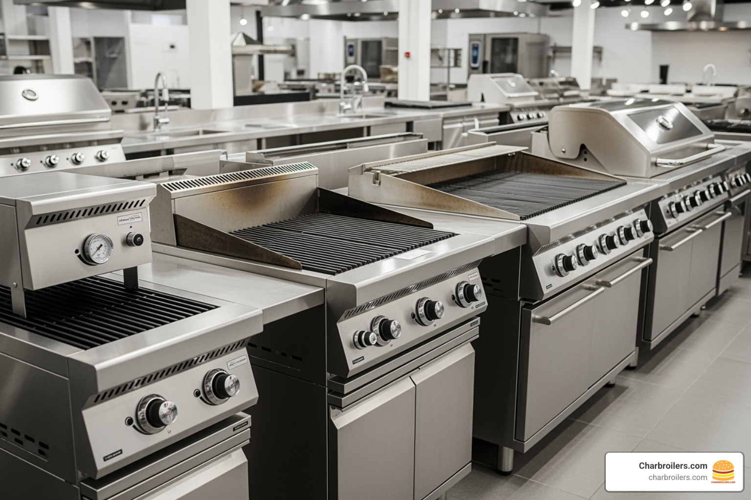 different sizes of commercial grills side-by-side - commercial gas grill for sale