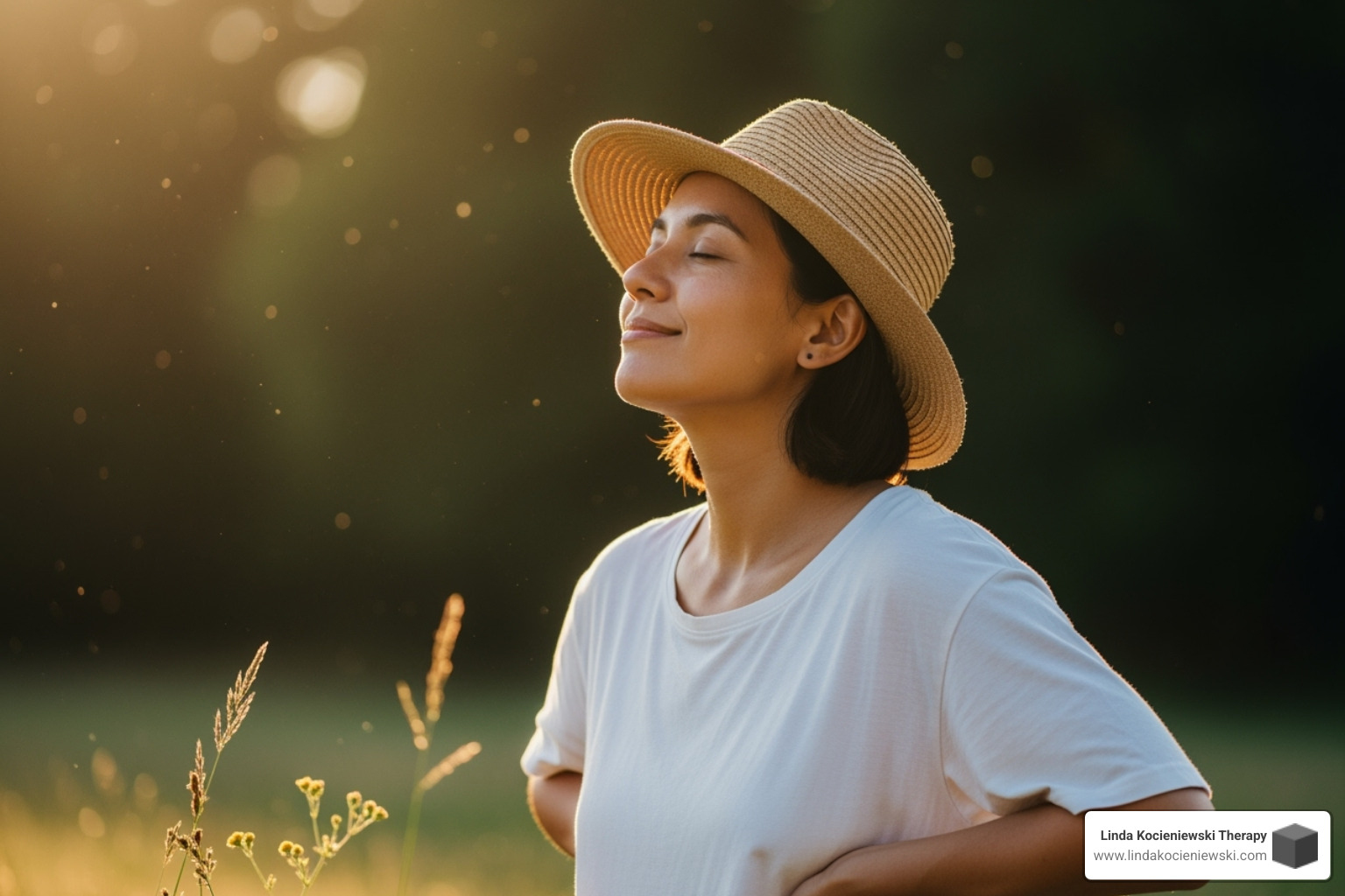 person breathing deeply outdoors - how does the body release trauma