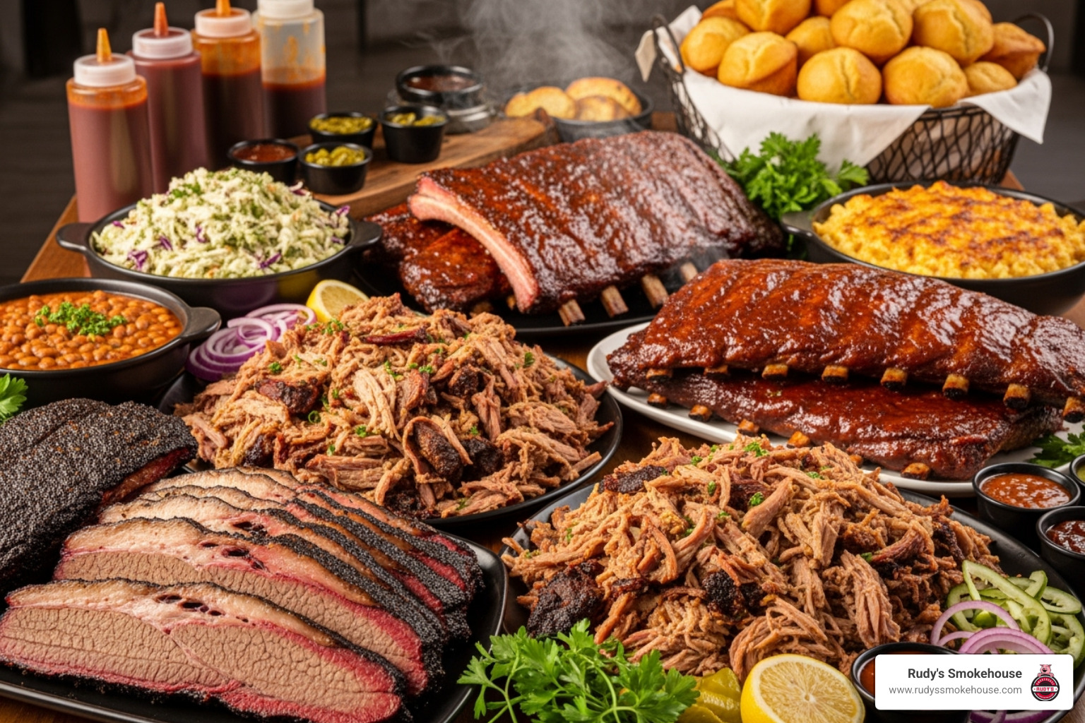 bbq catering spread with smoked meats bbq catering spread with smoked meats