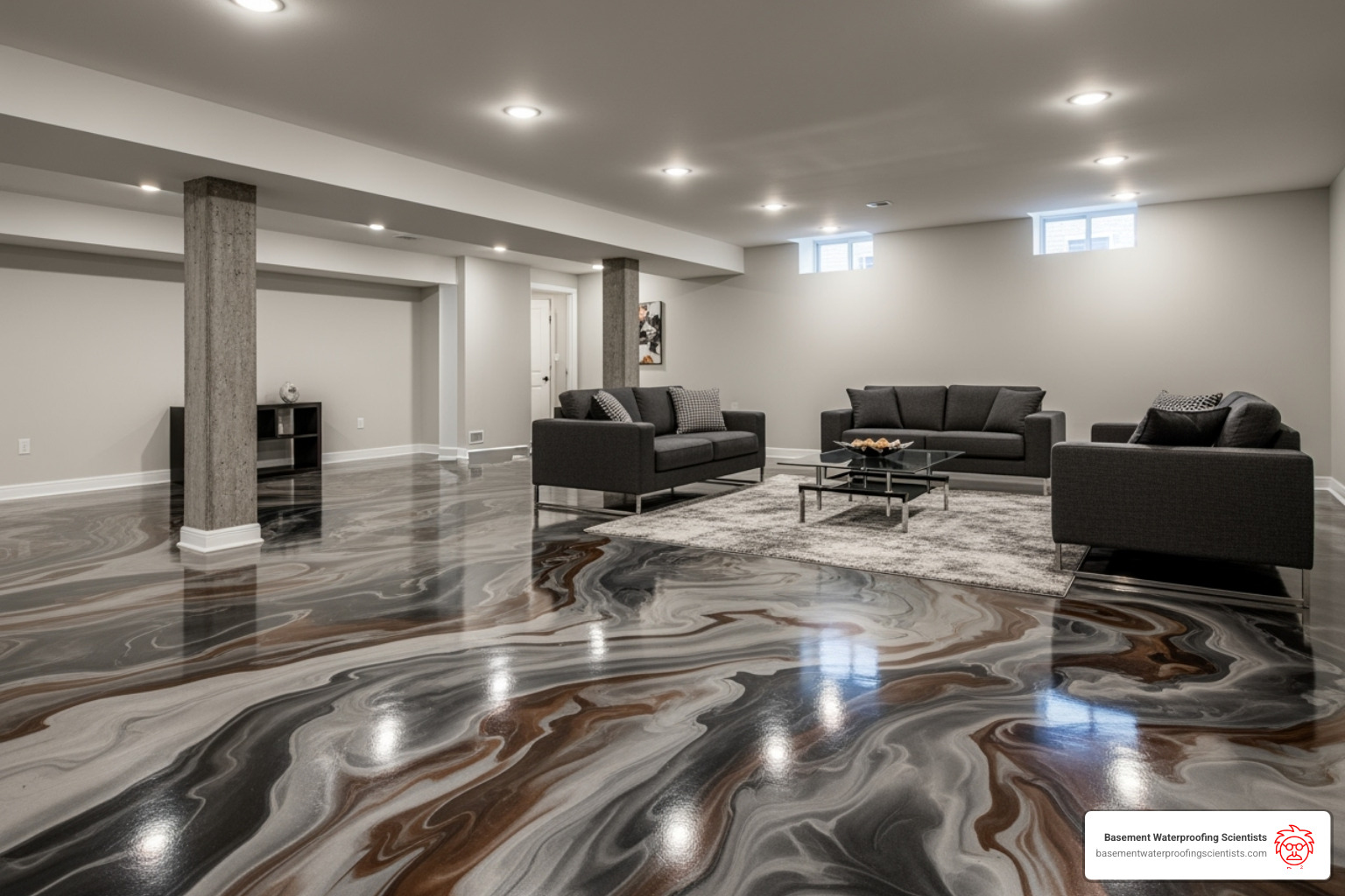 metallic epoxy floor finish - basement epoxy floor cost