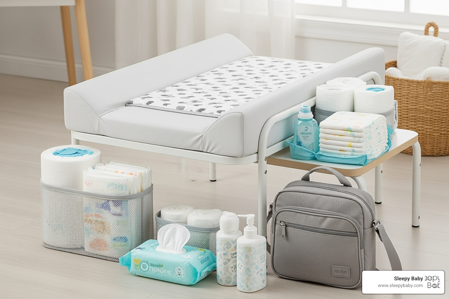 portable changing station setup - diaper bag essentials newborn
