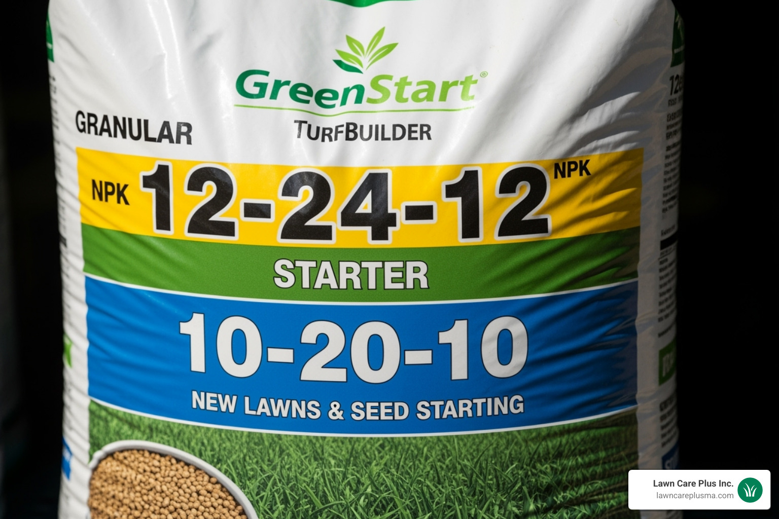 A bag of starter fertilizer showing the NPK ratio prominently - fertilizer for new sod