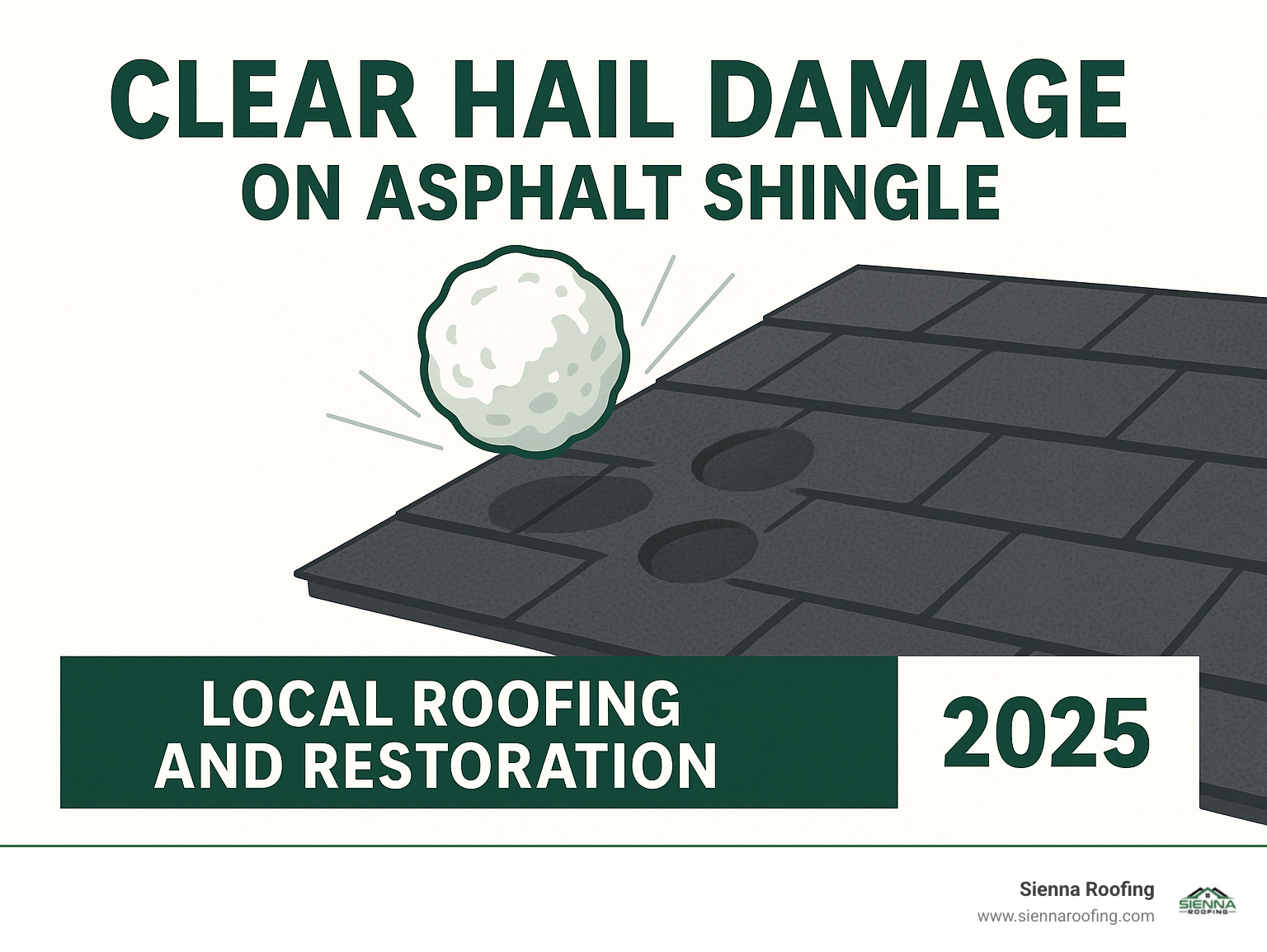 clear hail damage on an asphalt shingle - local roofing and restoration