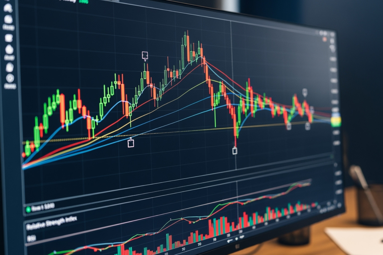 interactive charting tool on Fintechzoom with technical indicators like RSI and Moving Averages highlighted - fintechzoom.com gold price
