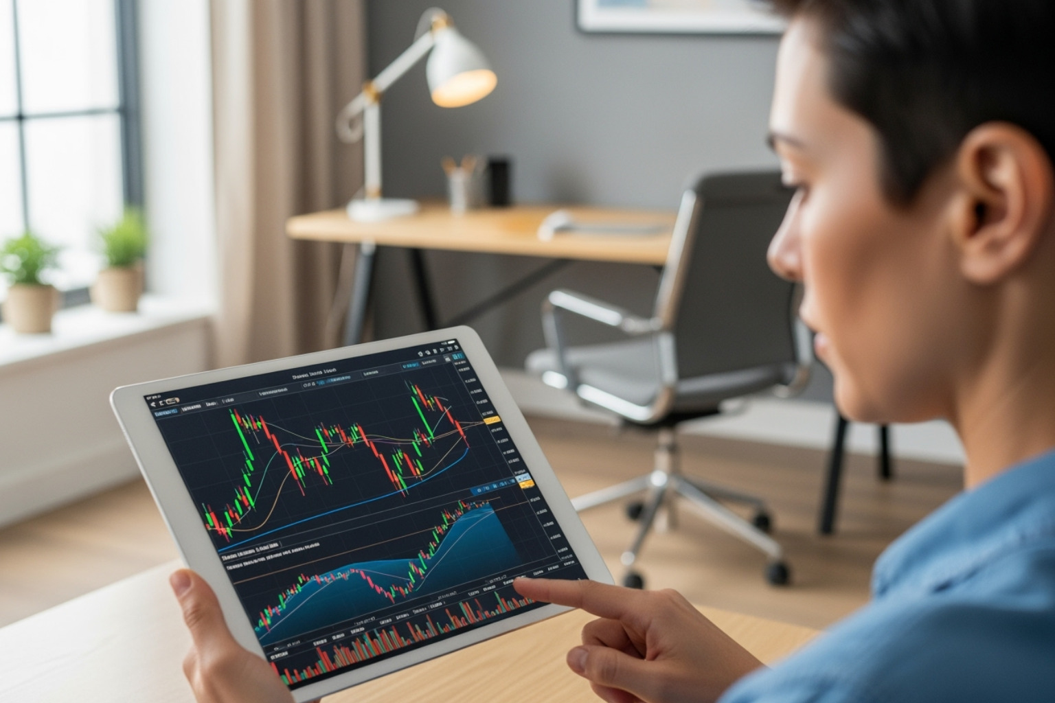 Person analyzing gold price charts on a tablet - fintechzoom.com gold price