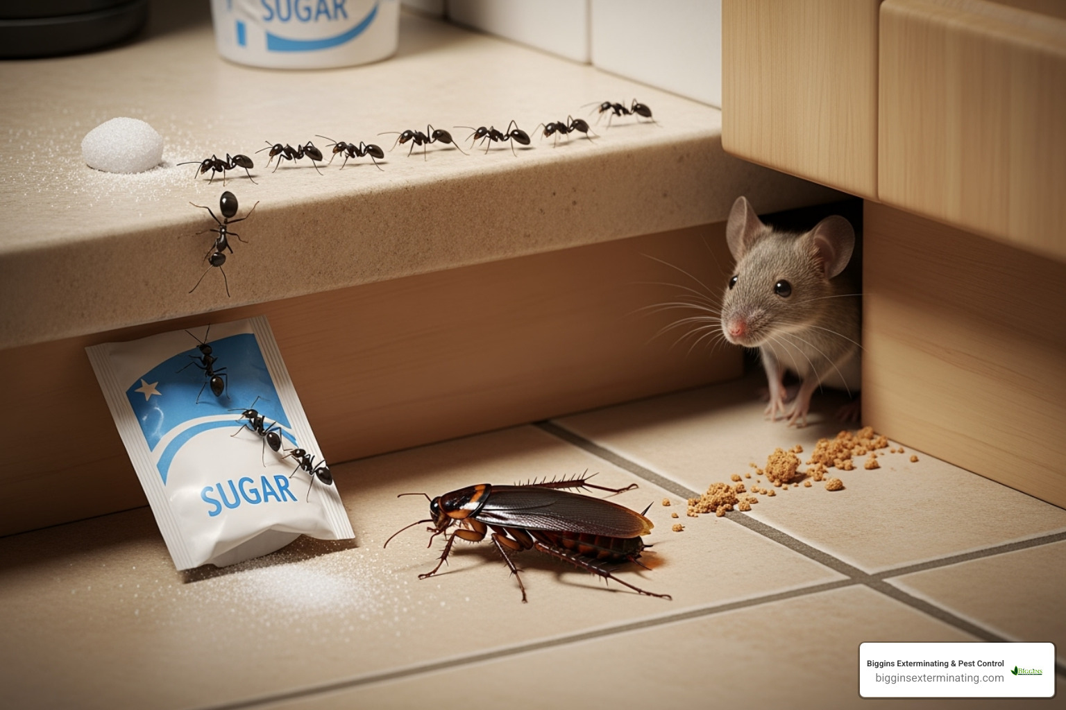 Common household pests like ants, cockroaches, and mice. - pest control inspection Common household pests like ants, cockroaches, and mice. - pest control inspection
