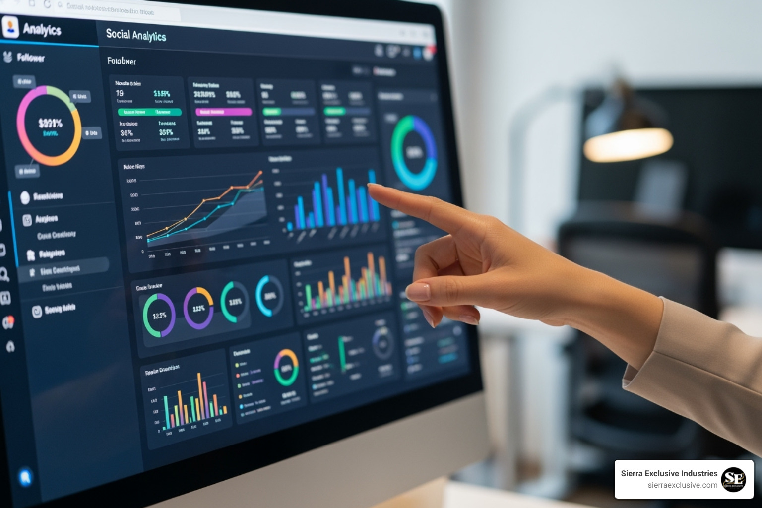 dashboard showing social media analytics - social media content creation