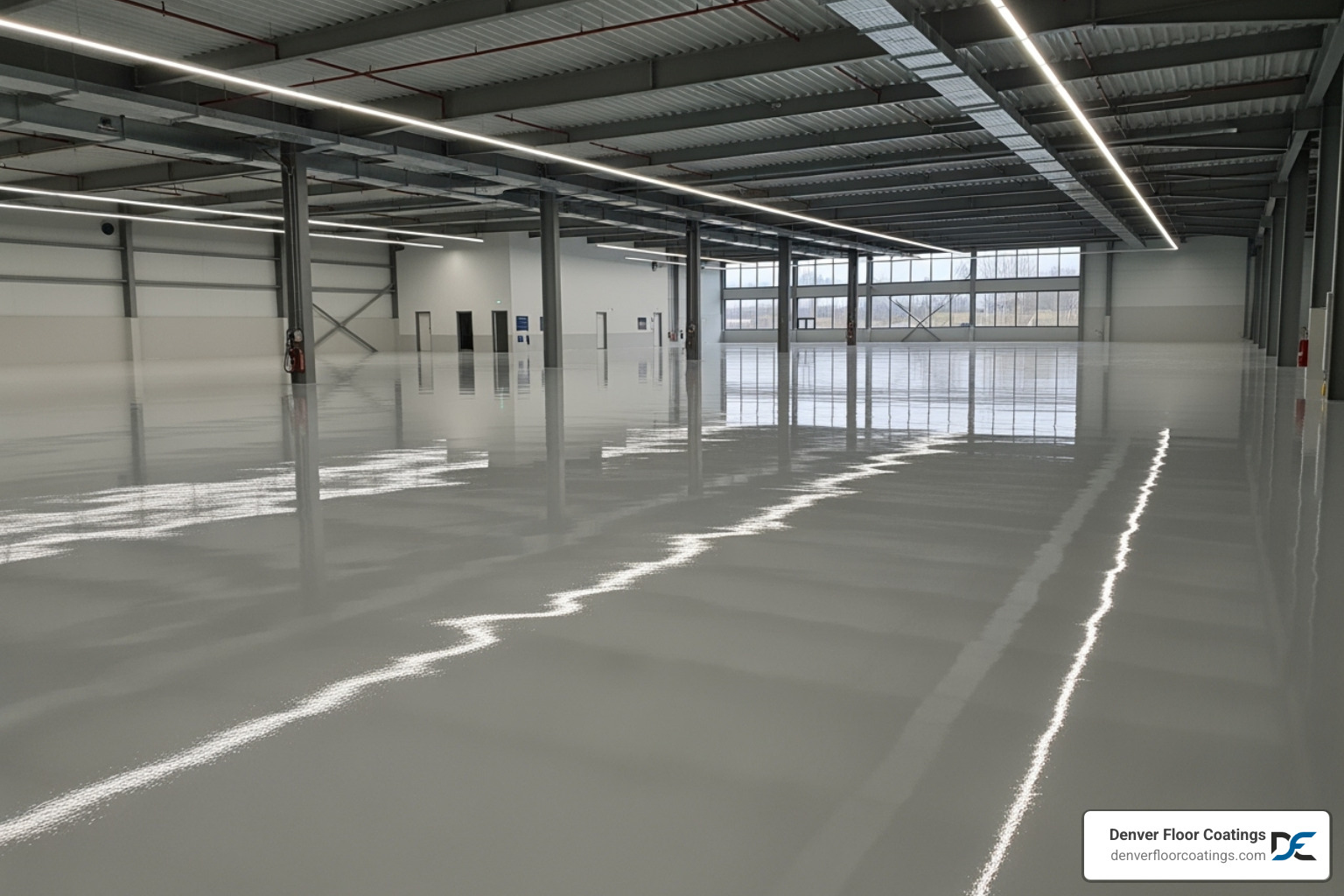 Newly finished and cured commercial epoxy floor - Epoxy floor installation process