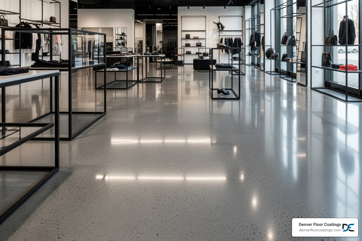 a high-gloss mechanically polished concrete floor in a retail setting - finished concrete floors cost a high-gloss mechanically polished concrete floor in a retail setting - finished concrete floors cost
