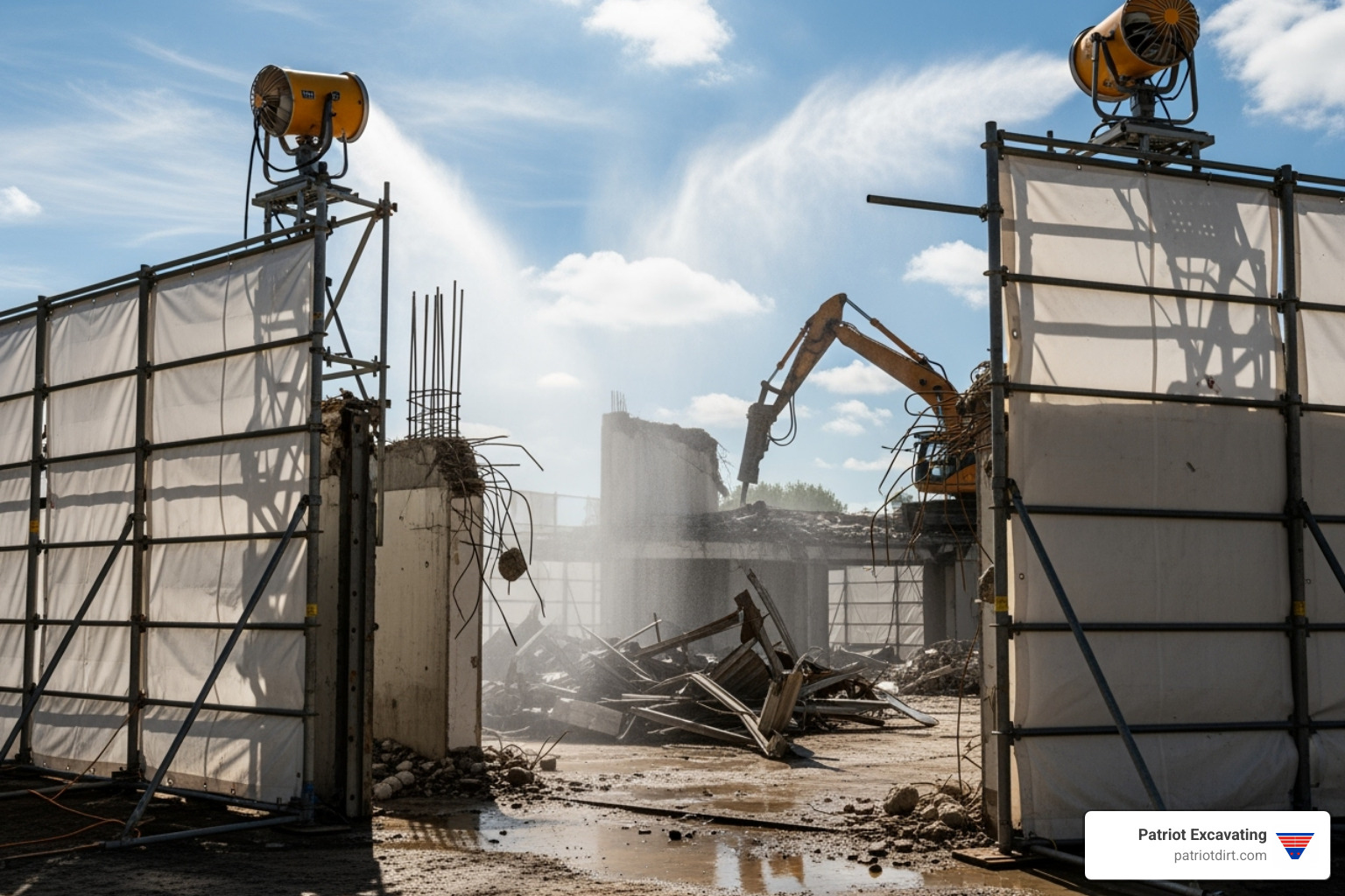 properly contained demolition site with dust control measures in place - demolition cleaning services in indianapolis properly contained demolition site with dust control measures in place - demolition cleaning services in indianapolis