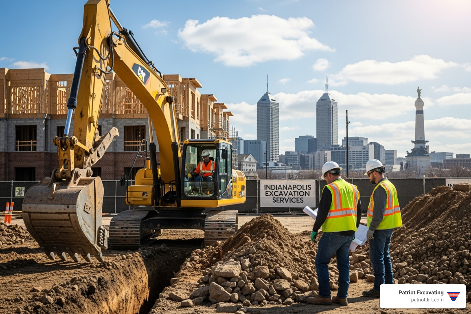 the Indianapolis skyline, emphasizing local focus - excavation services indianapolis