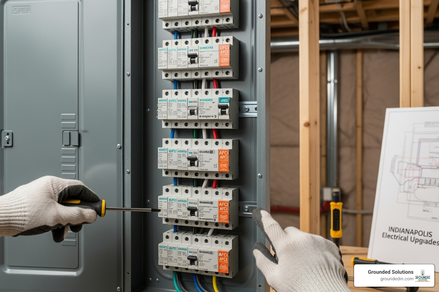 Close-up of GFCI outlet with TEST and RESET buttons - GFCI and AFCI Upgrades Indianapolis