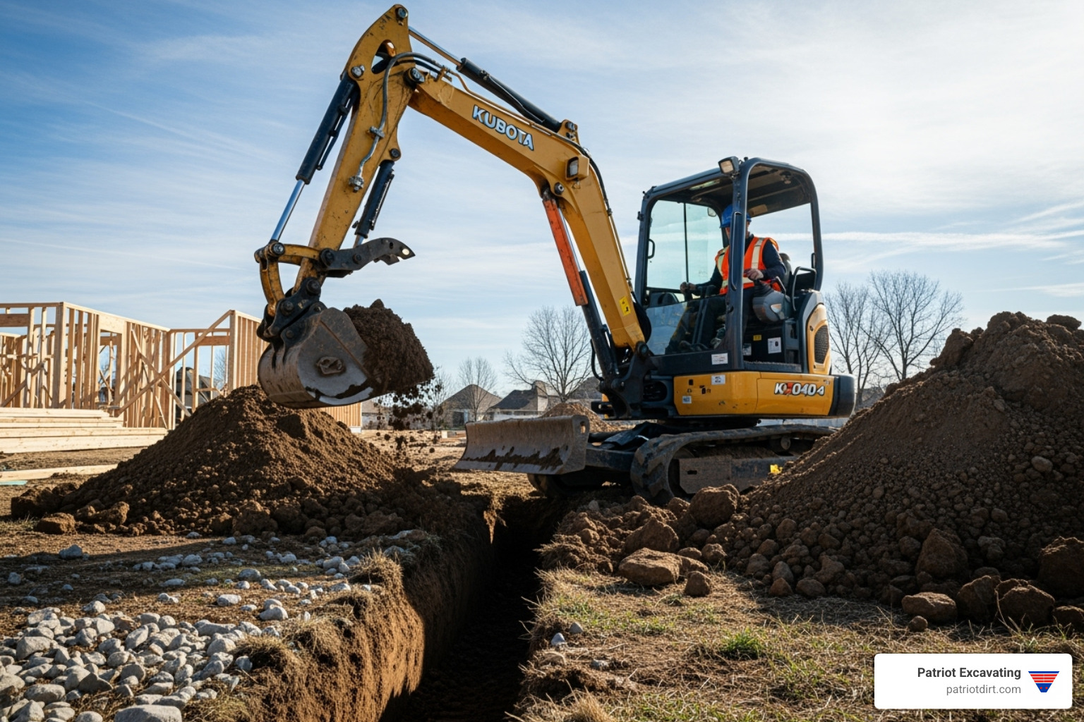 mini-excavator working efficiently - residential excavating companies near me