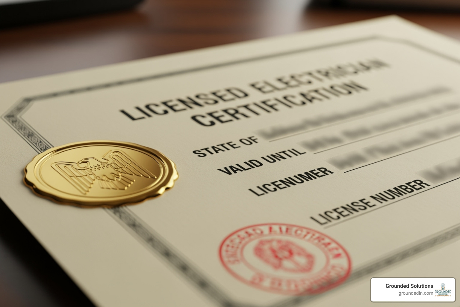 generic electrical license or certification document - Certified electrician Indianapolis