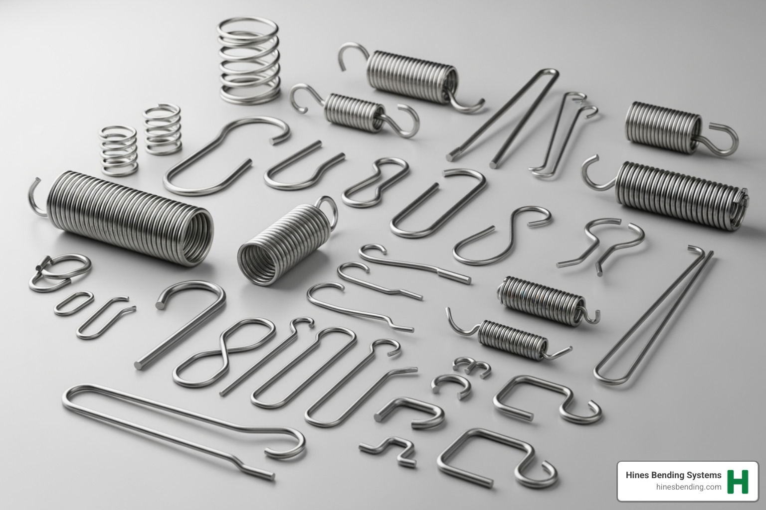 Various finished wire products like springs, hooks, and automotive parts - cnc wire forming machine