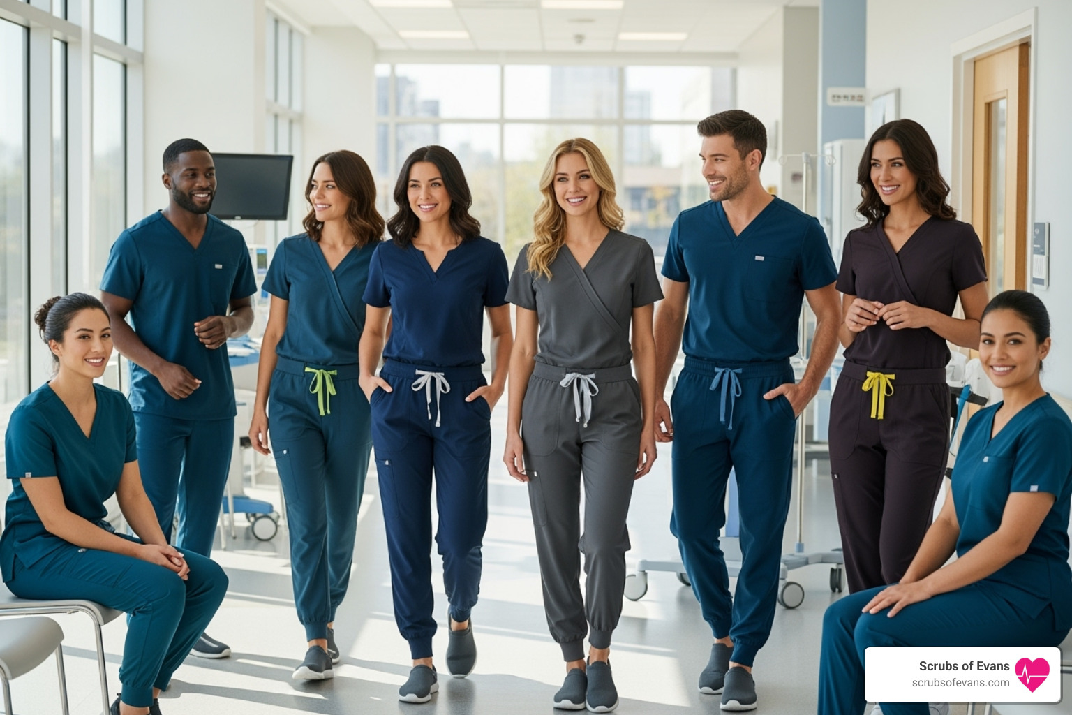 Modern scrub styles like joggers and fashionable tops - scrubs aiken sc