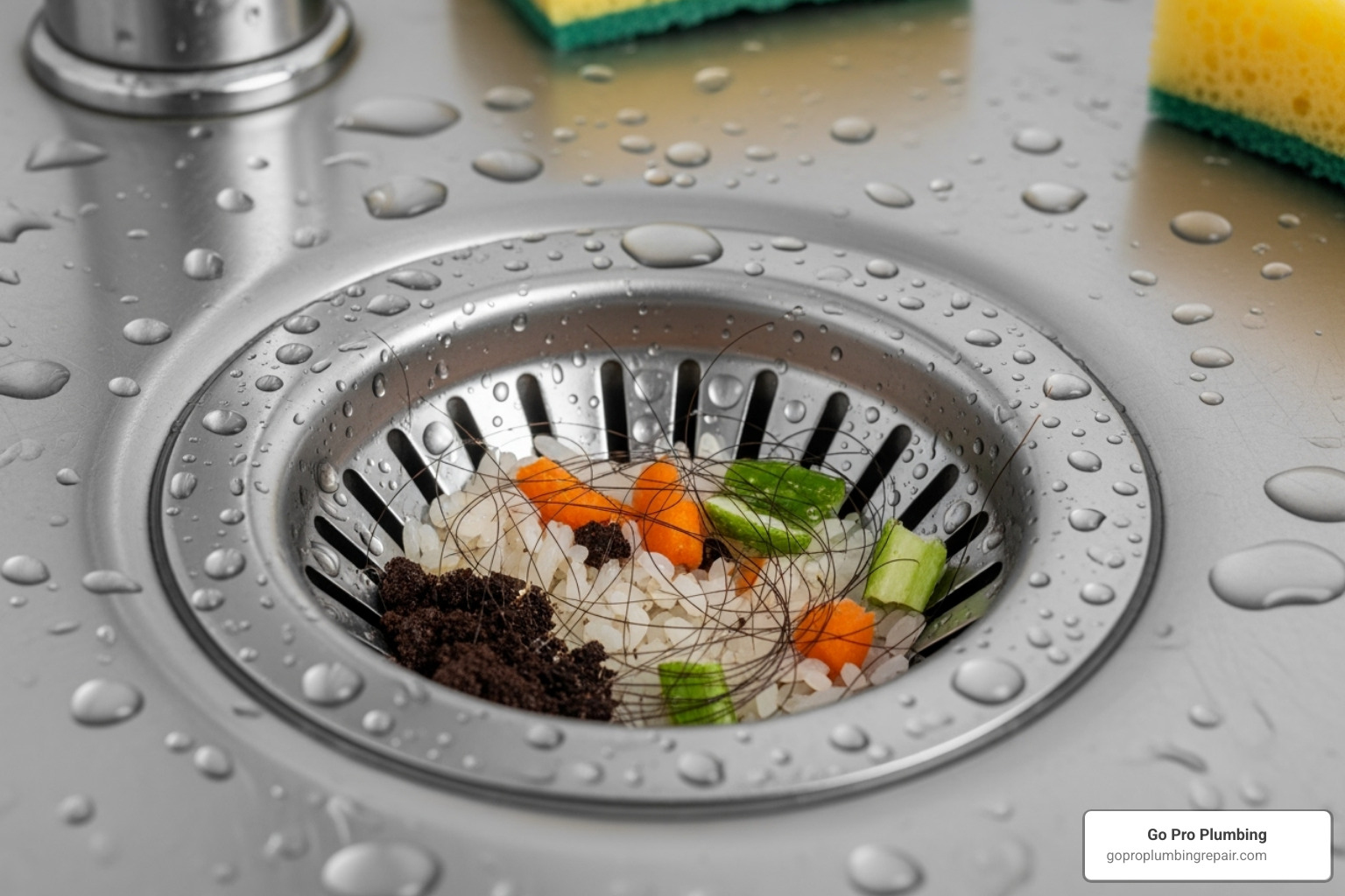 drain strainer catching food scraps and hair - baking soda and vinegar drain cleaner