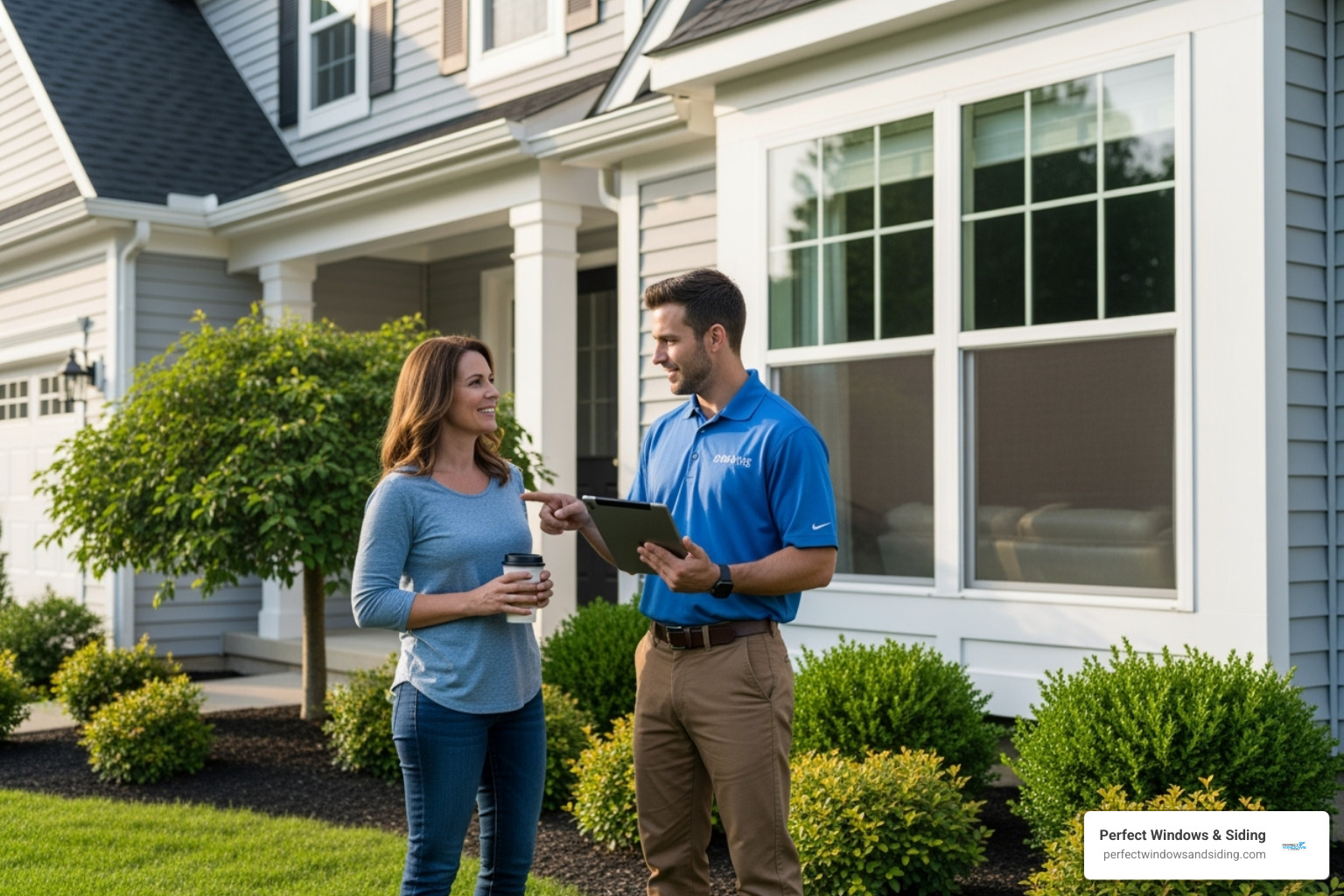 homeowner consulting with professional window installer - egress window cost