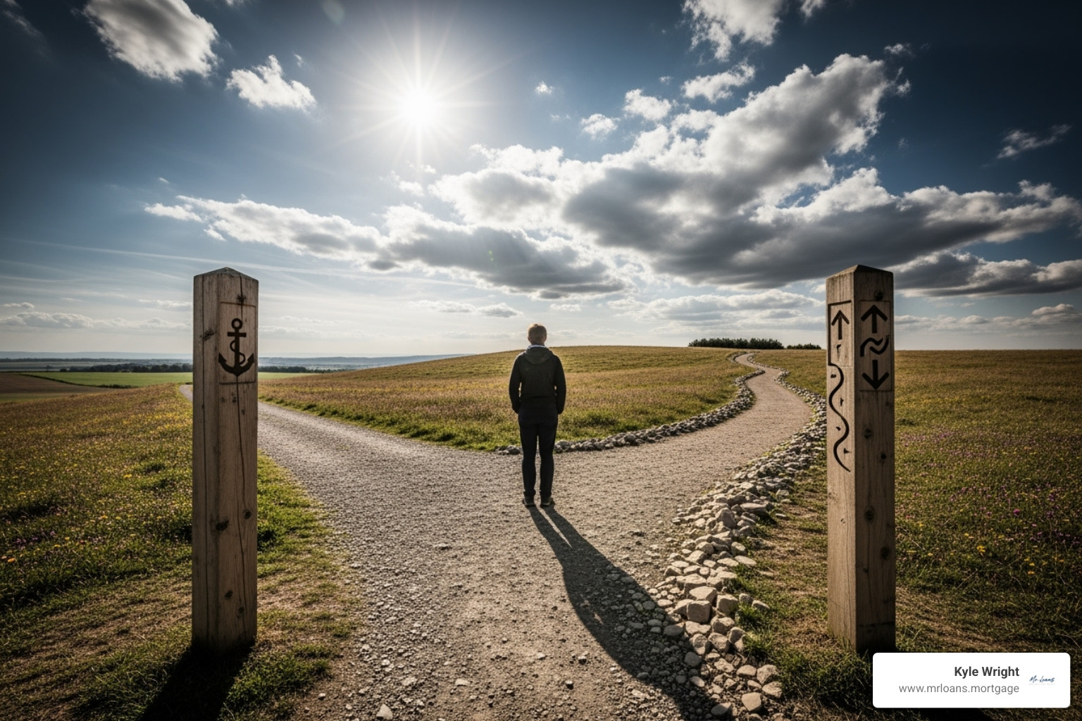 person at a crossroads with signs for "Fixed Rate" and "ARM" - 3-1 arm loan