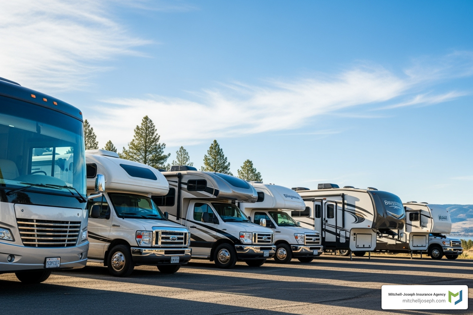Various types of RVs, including motorhomes and travel trailers - insurance for rv
