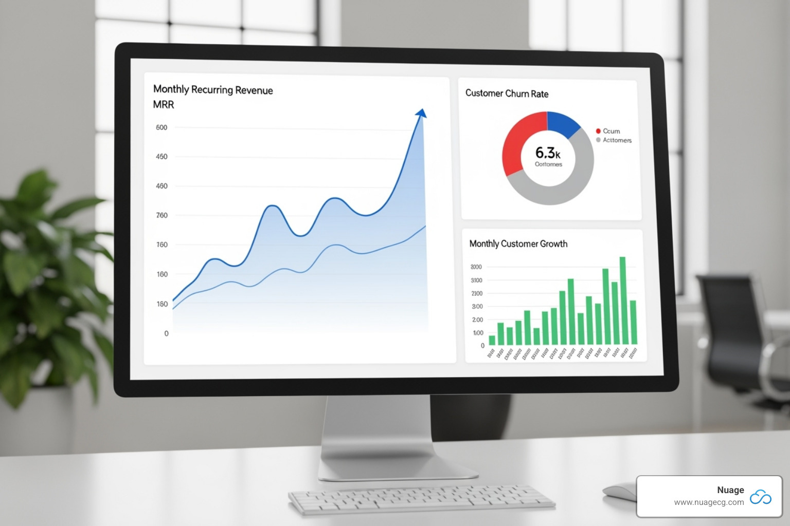 Dashboard showing key subscription KPIs like MRR and Churn - NetSuite subscription management