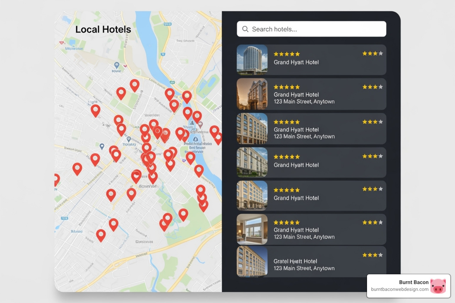 Google Maps local pack result for "hotels in Salt Lake City" - hotel SEO company
