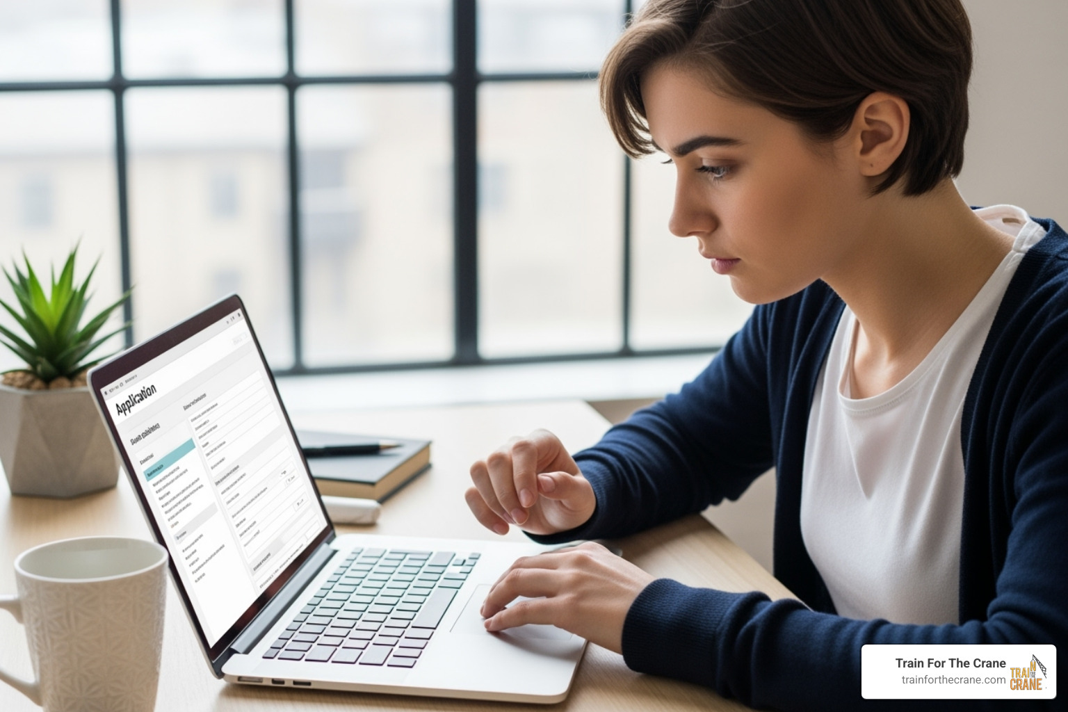 student filling out an online application form - trade schools in elkhart indiana