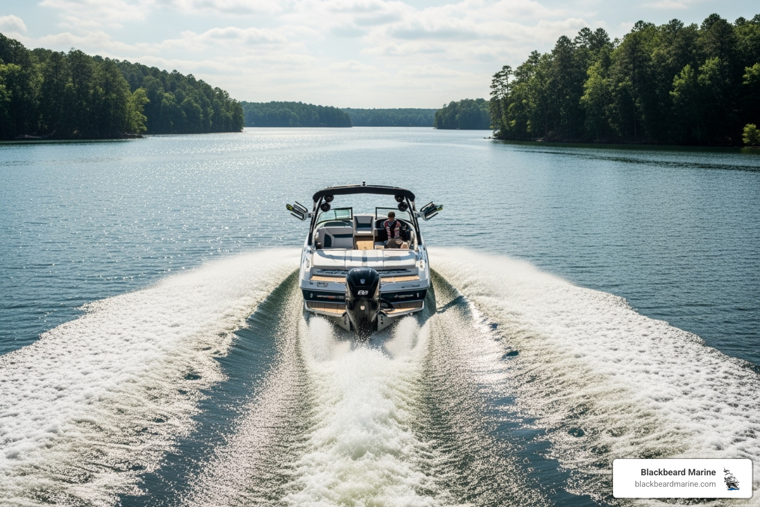 a Suncatcher Elite creating a smooth, surfable wake - Best surf boats 2023