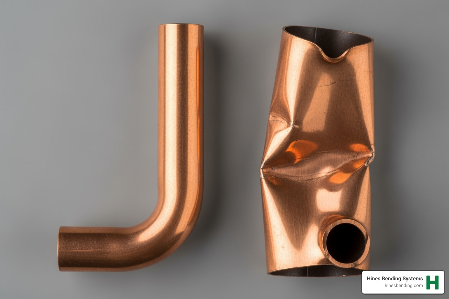 perfectly smooth 90-degree bend next to a kinked one - hand tubing benders