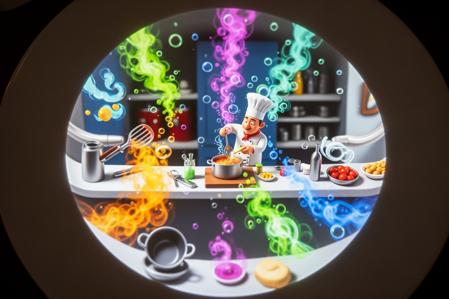 Projection mapped dinner plate - Interactive dining experiences