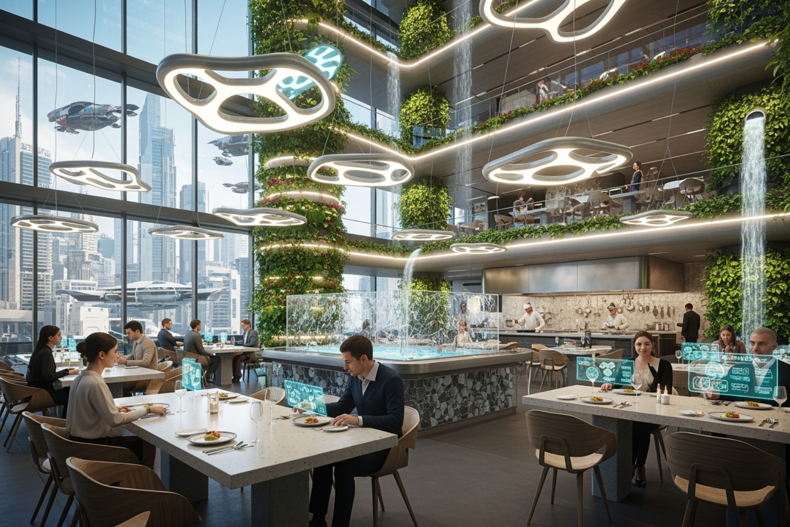 Futuristic dining concept with sustainable elements - Interactive dining experiences