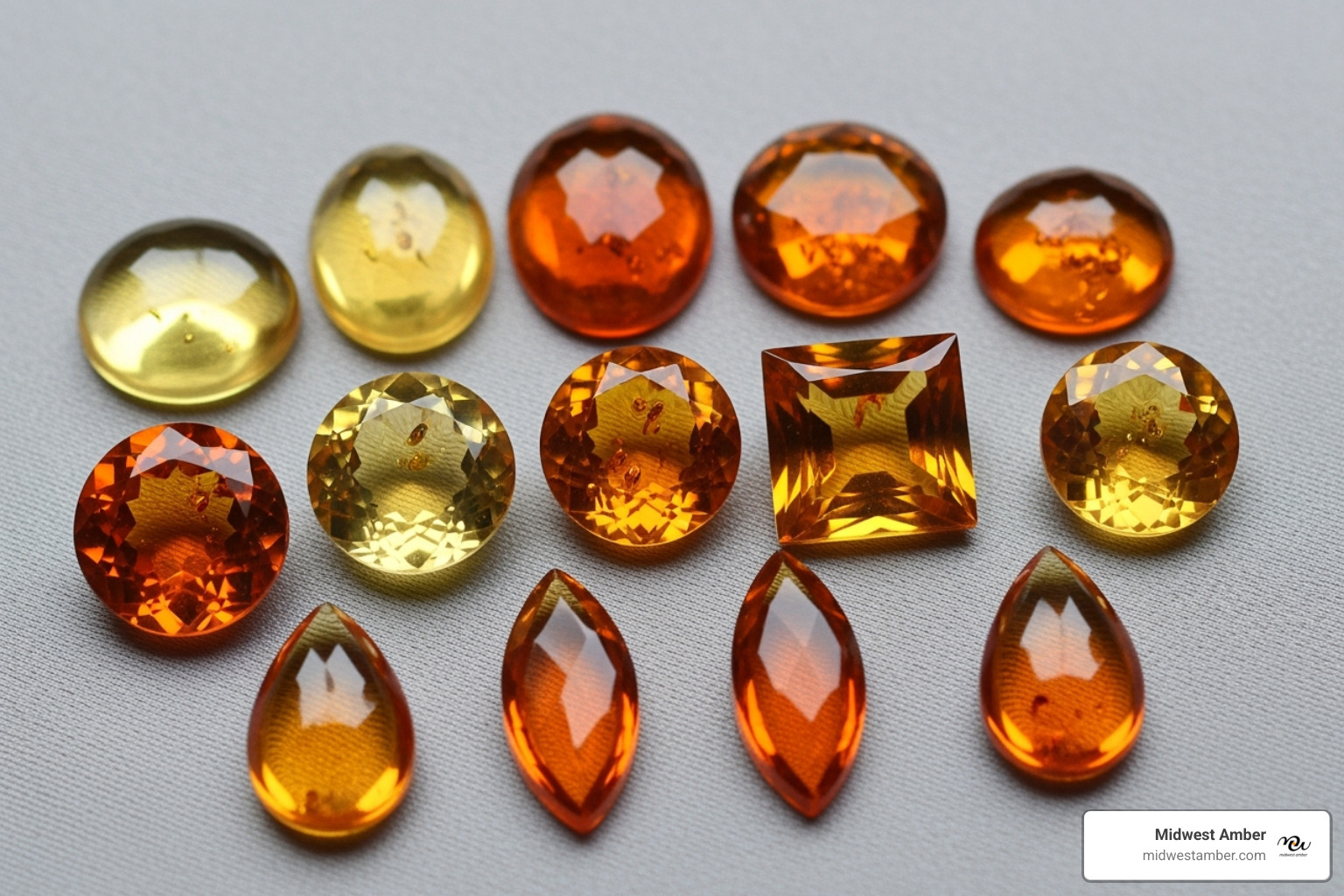 various amber stone cuts - amber rings
