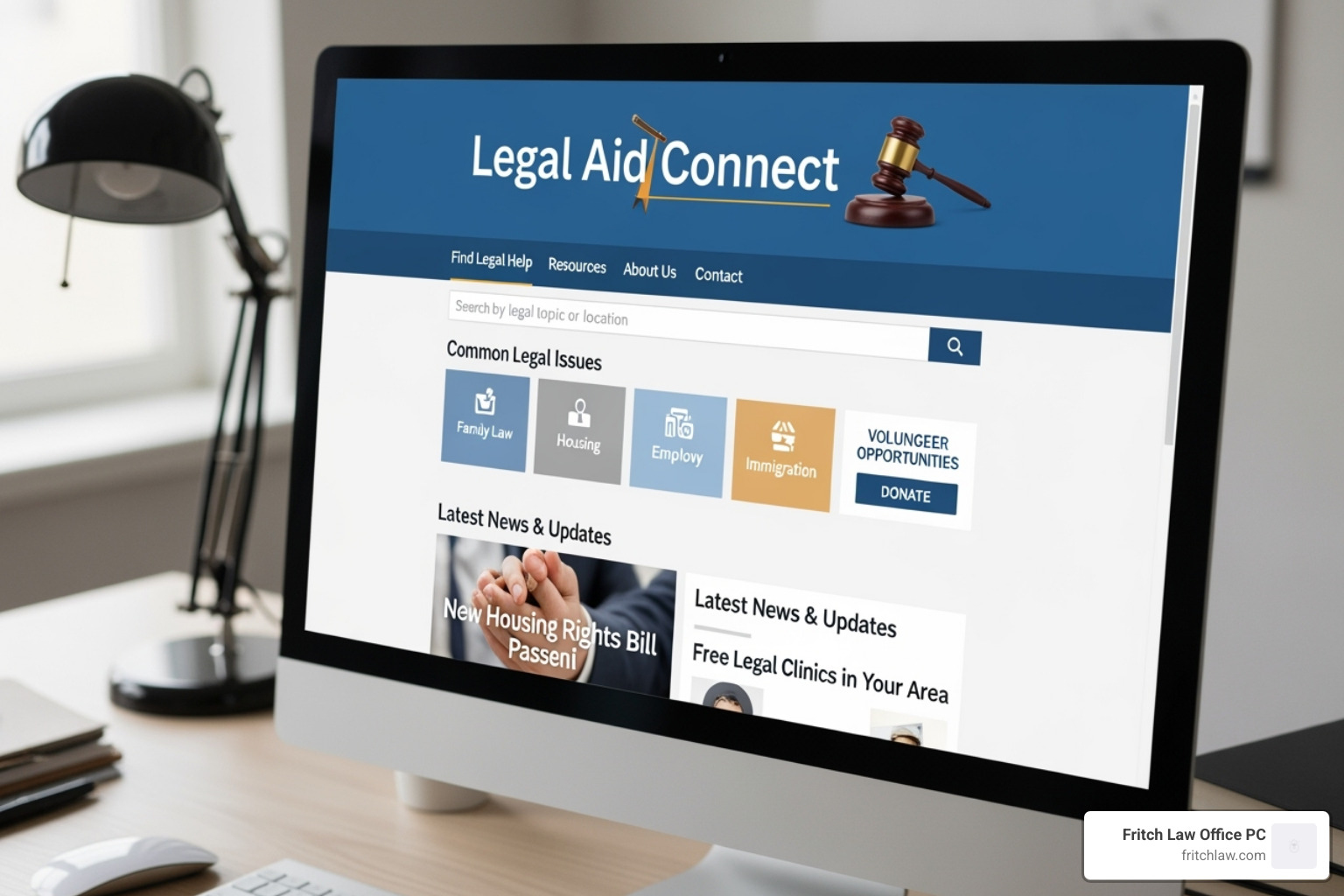 Image of a computer screen showing a legal aid website. - free landlord tenant attorney Image of a computer screen showing a legal aid website. - free landlord tenant attorney