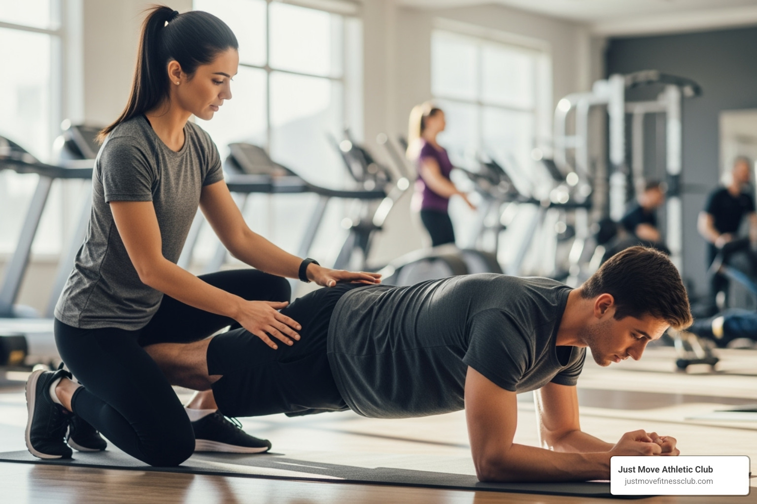 An instructor helping a member with their form on a core exercise, emphasizing proper technique - core workout classes An instructor helping a member with their form on a core exercise, emphasizing proper technique - core workout classes