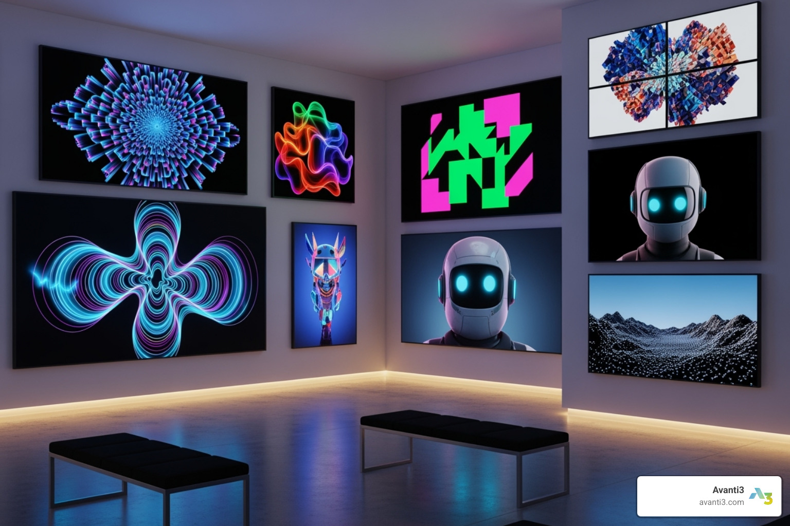 vibrant digital art gallery showcasing various NFT styles - nft art marketplace