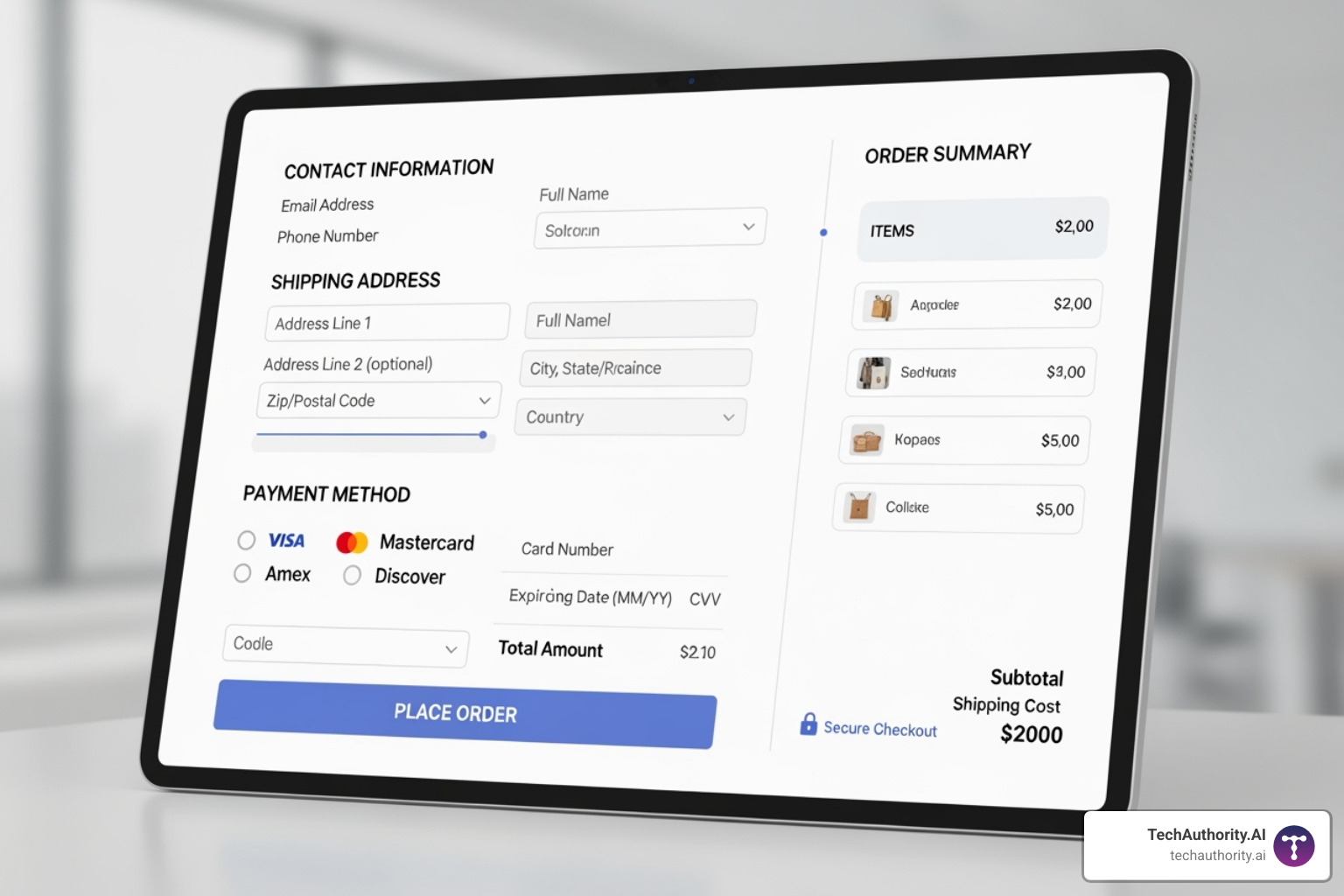 Simple, one-page checkout process - WooCommerce conversion rate optimization