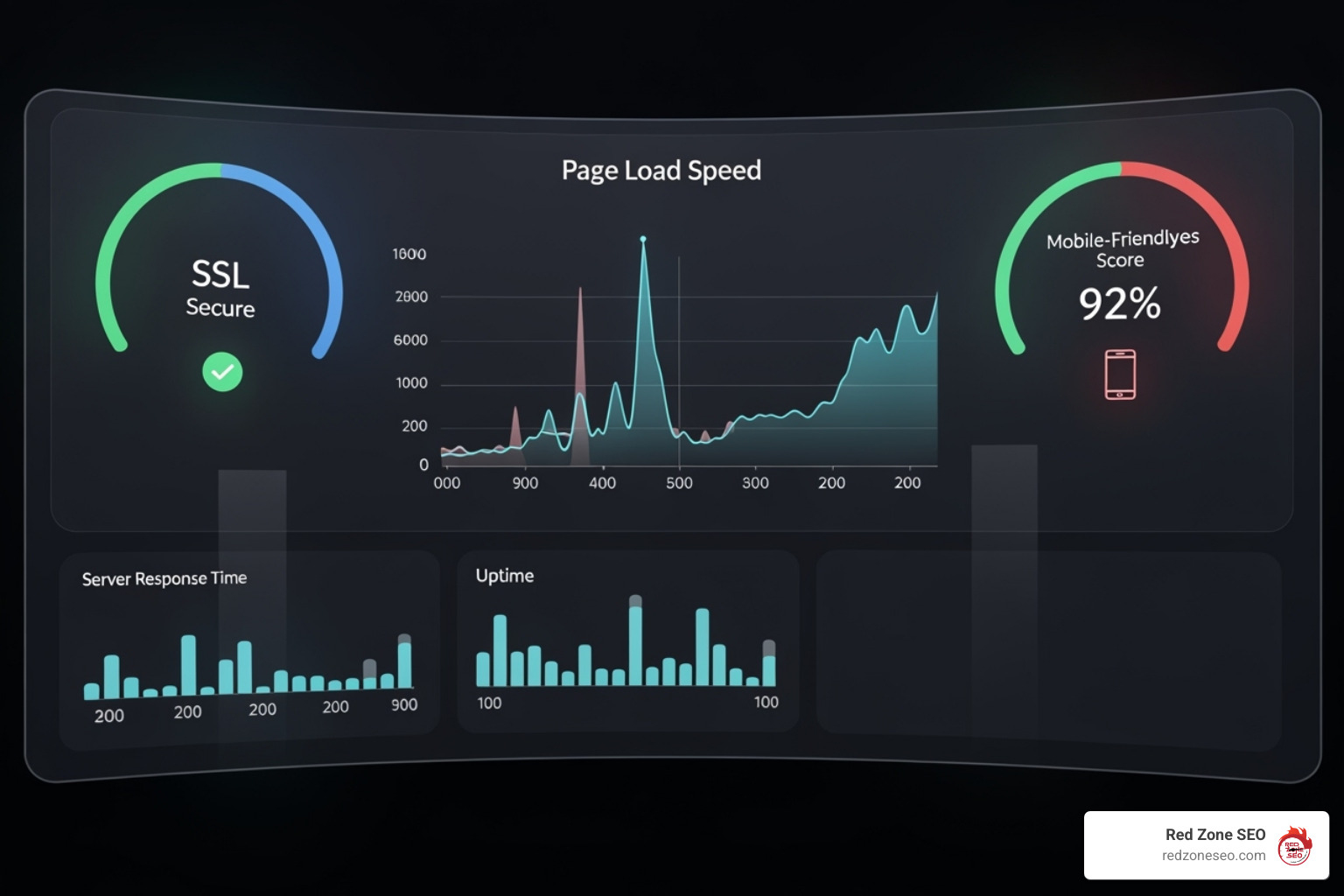 website health dashboard showing metrics like speed, security, and mobile-friendliness - how to learn technical seo